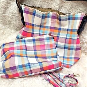 Jen & Co Plaid Shoulderbag & Tote Purse 2 Piece Set 2Purses In 1